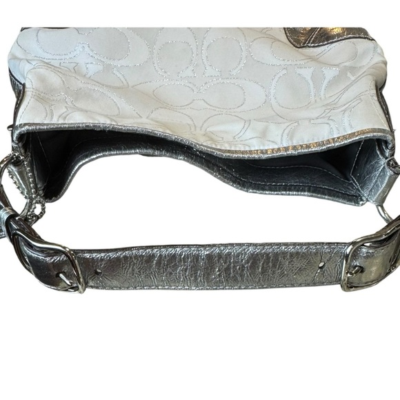 Coach Peyton Silver & White Monogrammed Signature Jacquard Hobo Bag w/ Duster - Picture 8 of 14